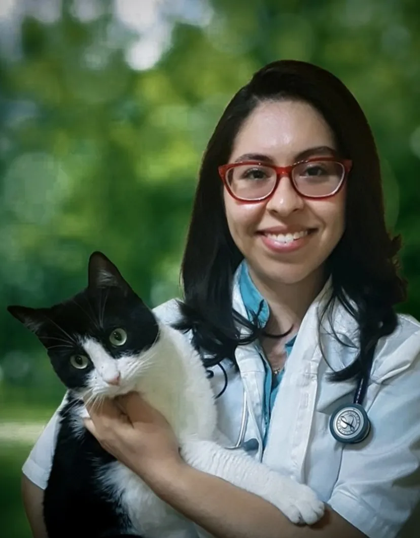Dr. Susan Zamora holding a cat